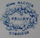 Plate in Priory pattern and makers mark from back of plate - click to see larger view.